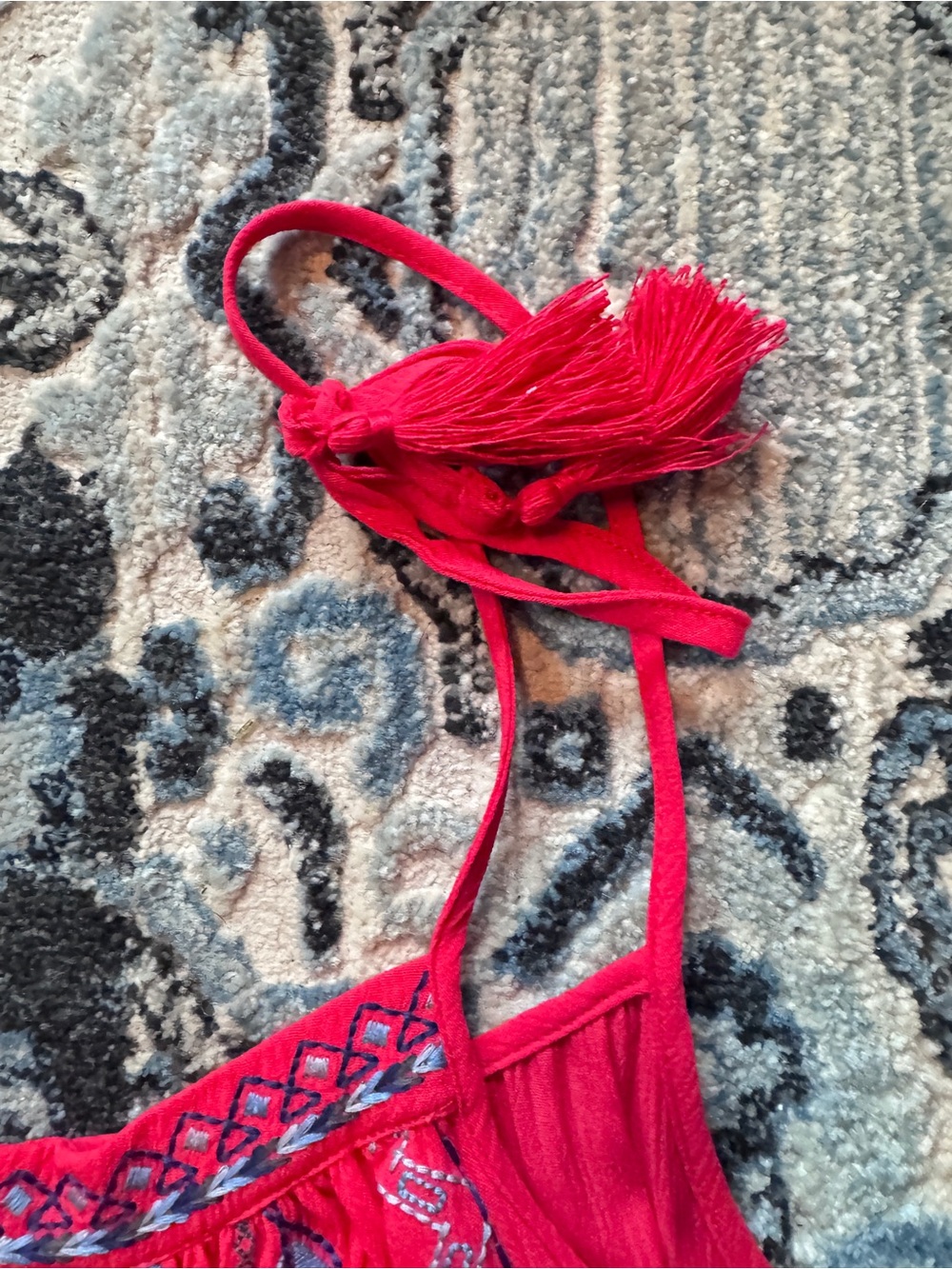 Knox Rose Brick Red Embroidered Tie-Strap Camisole - Picture 5 of 11